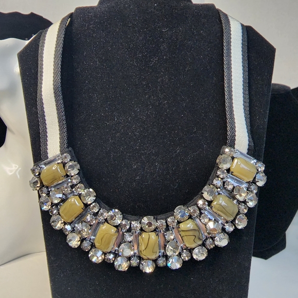 Unique Statement Web Strap Necklace with Crystals and Faux Stones - Picture 3 of 8